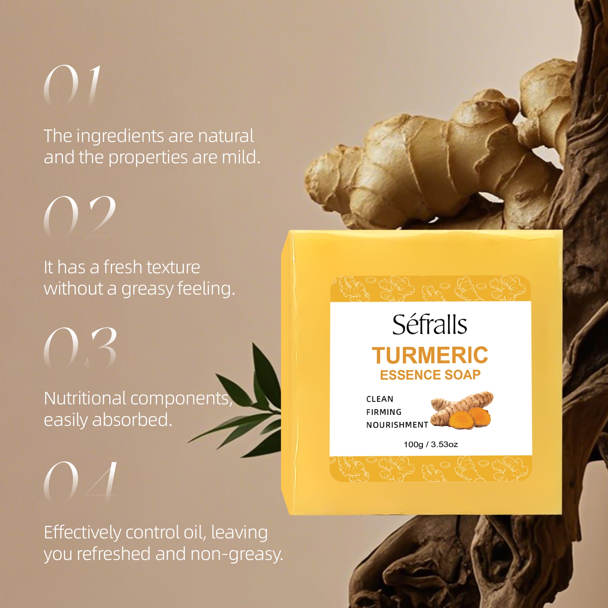 Séfralls All-Skin-Types Turmeric Care Trio Face Cream Serum Soap Facial Oil Brightening Wrinkle-Reducing Hydrating Rejuvenating